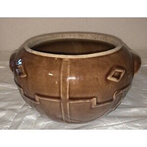 Vintage Monmouth/Western USA Pottery Brown Diamond Pattern Bean Pot **NO LID**